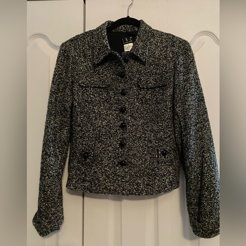 INC International Concepts Black and White Tweed Blazer